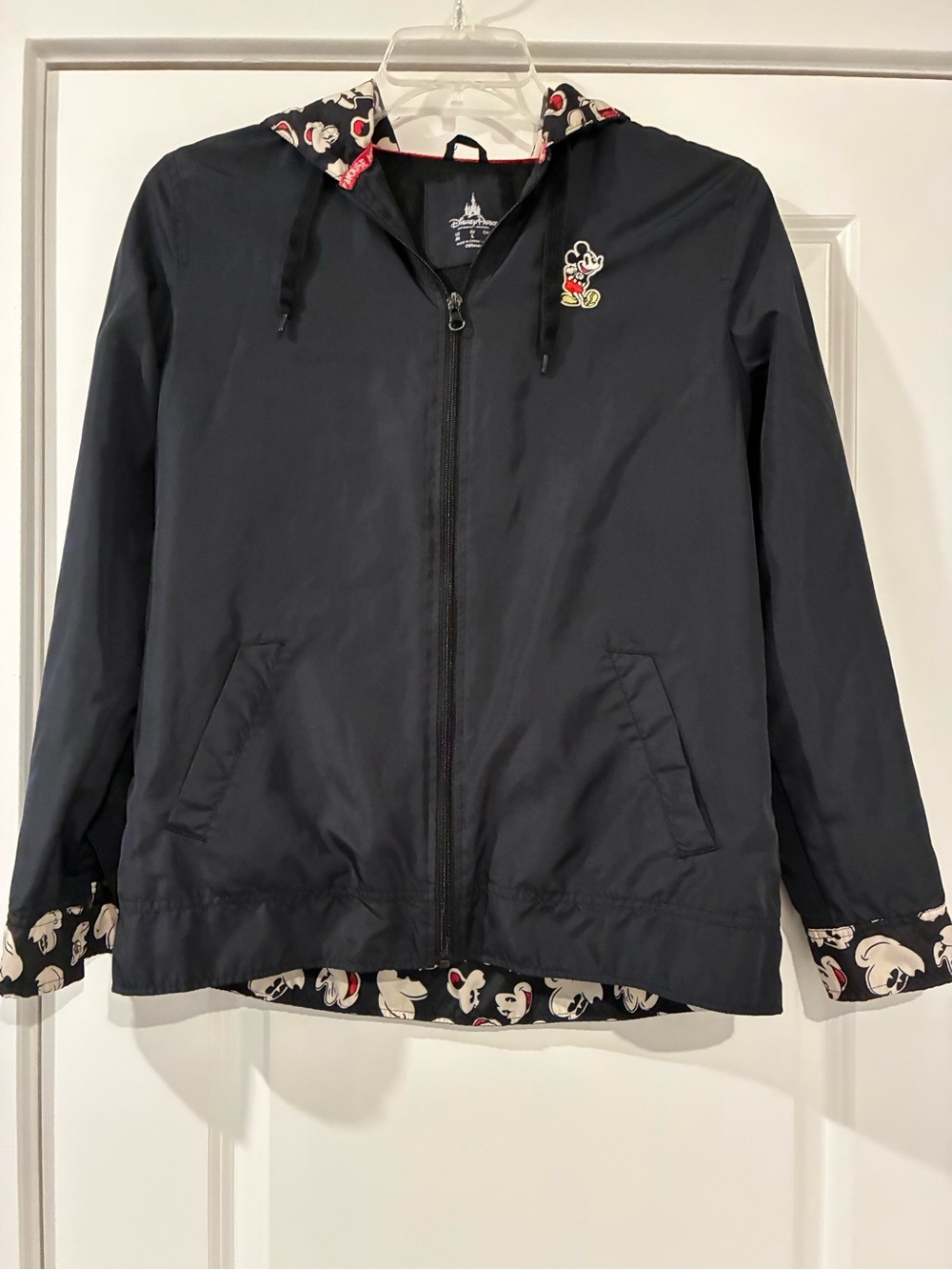 Disneyland Resort Black Hooded Raincoat with Mickey Accents Med